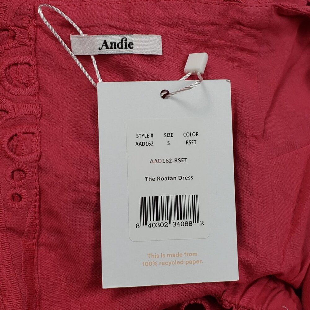 Andie Swim The Roatan Midi Dress Women Sz Small Rosette Cotton Eyelet Lace Lined - Picture 2 of 16